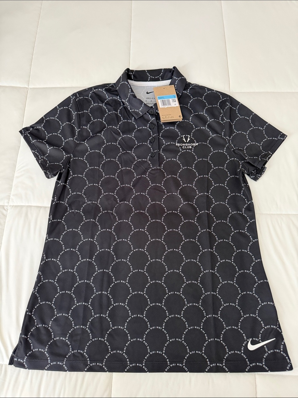 Nike Black Scallop-Pattern Performance Golf Polo
